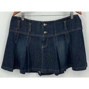 bebe Skirt Size 31 Denim Mini Full Pleat Y2K New